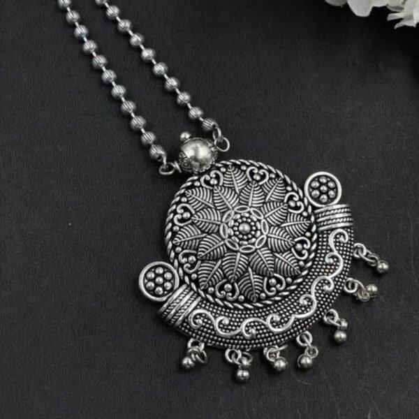 Beautiful Traditional Silver Plated Oxidised Necklace - Image 3