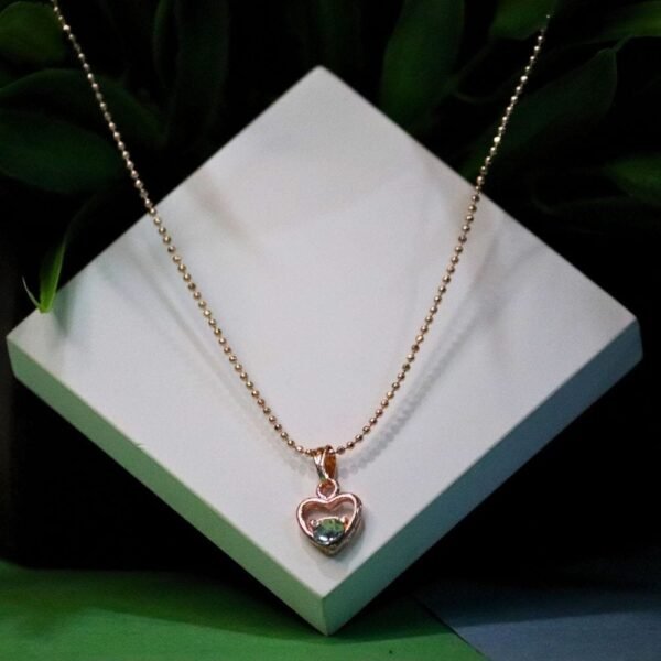 Shining Diamond Heart Link With Golden Chain - Image 2