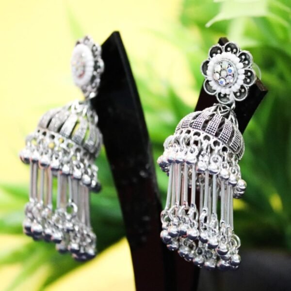 Traditional Oxidised Silver Jhumka Earrings