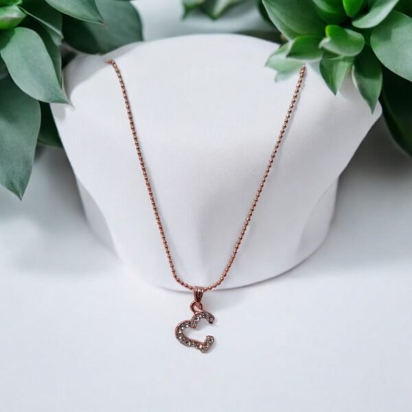 Rose Gold Heart Necklace With Link Cain